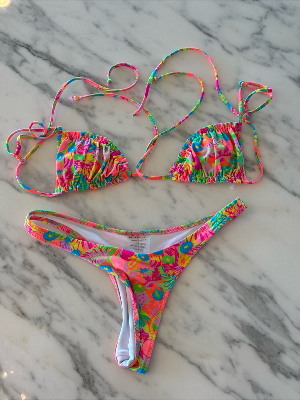 Neon Floral Two-Piece Swim Set - Pink Multi